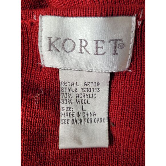 Koret Vest Women's L Wool Blend Red Sweater Knit Grandmacore Vintage Beaded Embe - Picture 5 of 10